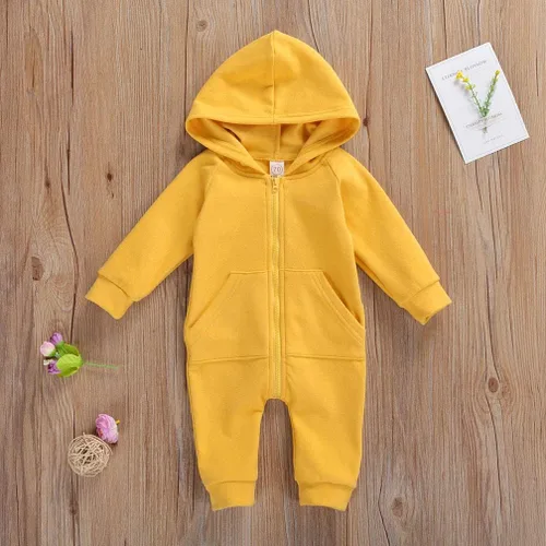 Vista 3 de Enterizo de manga larga para bebés y niñas, con cremallera, cálido, con cremallera, para otoño e invierno