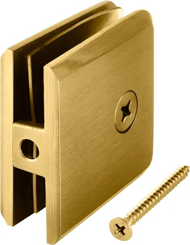 Vista 2 de CRL Abrazadera de vidrio biselado de latón satinado estilo agujero en vidrio resistente para montaje en pared