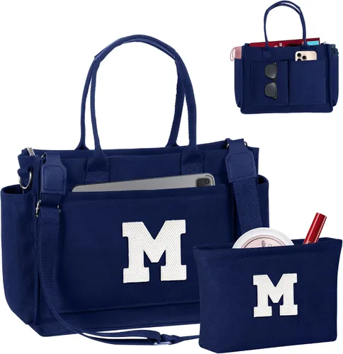 Vista 191 de Easter Basket Stuffers, Initial Tote Bag with Makeup Bag, Birthday Gifts for Women, Teen Girl Gifts Trendy Stuff