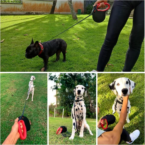 Vista 7 de Tuff Pupper Correa retráctil resistente para perro Correa para perro de 16 pies con costuras reflectantes para seguridad nocturna Bloqueo