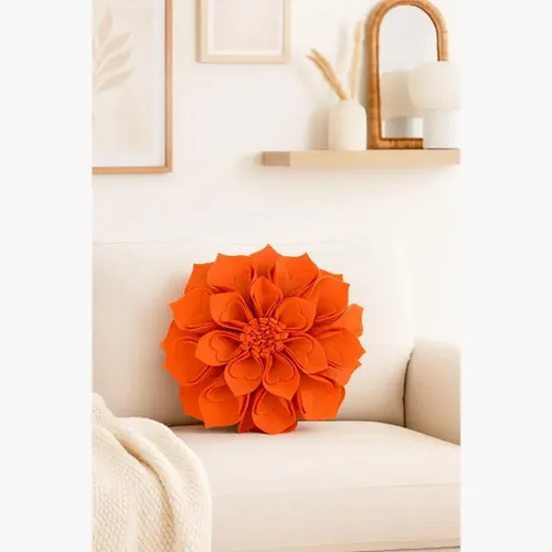 Vista 22 de Fennco Styles Funda de almohada decorativa de pétalos en forma de corazón 3D hecha a mano de 16 pulgadas, redonda, funda de almohada floral