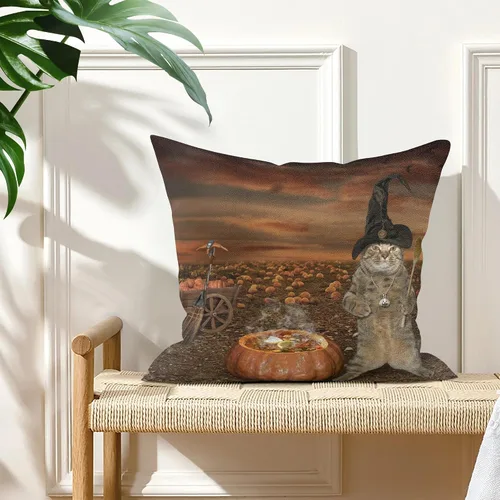 Vista 2 de POPCUSTOMS Fundas de almohada personalizadas de Halloween con fotos impresas de dos lados, fundas de almohada personalizadas, regalos para sofá
