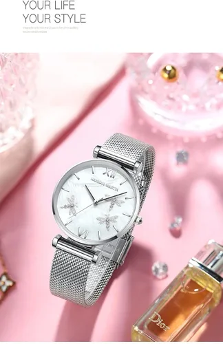 Vista 8 de TENNOVO Fashion Ladies Dragonfly Quartz Watch Luxury Dress Women's 2PCS Bracelet Watch Set Rose Flowers Giftable Packing Box for Women