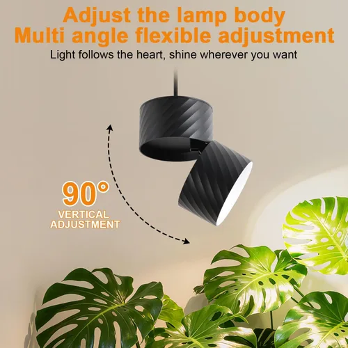 Vista 6 de Lámpara colgante de crecimiento de plantas de interior, espectro completo de 25 W, lámpara de planta de ángulo ajustable, adecuada para iluminación