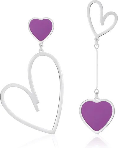 Vista 21 de Linawe Mismatched Heart Dangle Earrings for Women Trendy