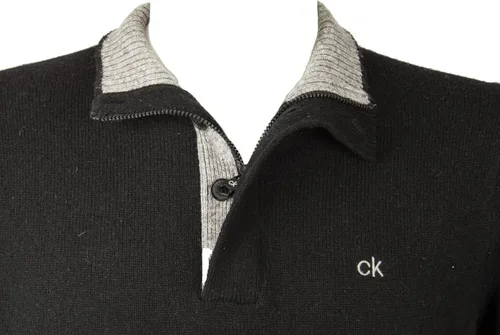 Vista 3 de Calvin Klein CK - Suéter de hombre con cuello y botones de lana mixta Artículo ZM0ZM01747 EOWL BLND CONTR