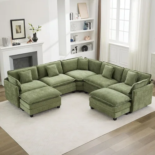 Vista 32 de Sofá modular en forma de nube de 113 pulgadas, sofás de asiento profundo de gran tamaño para sala de estar, sofá modular tapizado de chenilla