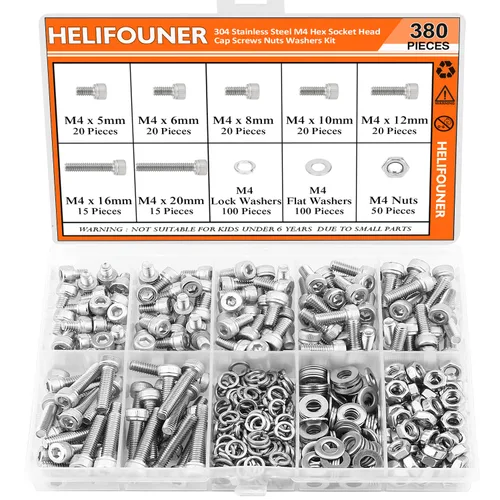 Vista 16 de HELIFOUNER 560 Piezas M2 x 4 mm / 6 mm / 8 mm / 10 mm / 12 mm / 16 mm / 20 mm, Tornillos de Cabeza de Botón con Cavidad Cilíndrica, Tuercas