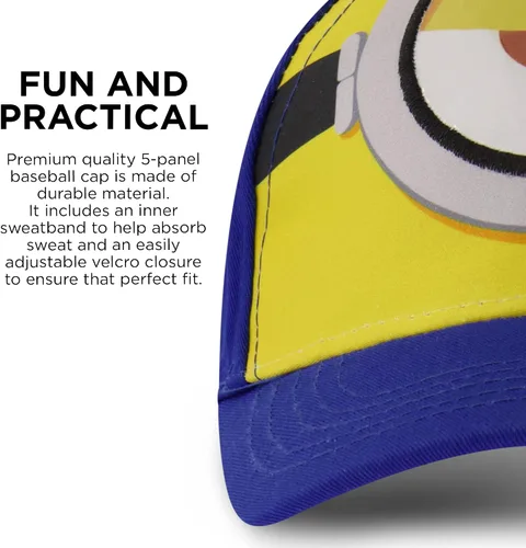 Vista 4 de Minions Gorra de béisbol para niños y gorra ajustable para niños de 4 a 7 años, Multi