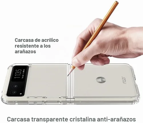 Vista 3 de Funda para Motorola Razr-2023: panel trasero transparente premium + cubierta de parachoques de TPU para Moto Razr 2023 (YKL transparente)