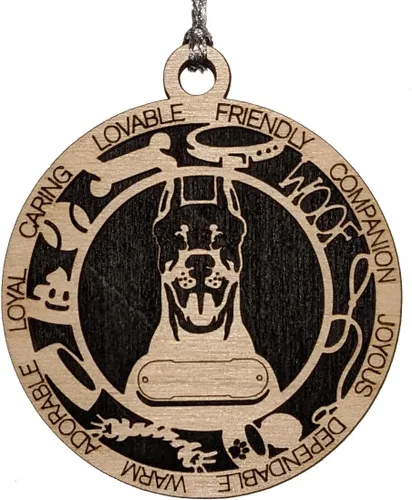 Vista 127 de Adorno de Navidad personalizado para perro Cavalier King Charles Spaniel, redondo de 3 pulgadas, madera cortada con láser de 2 capas, nombre y texto