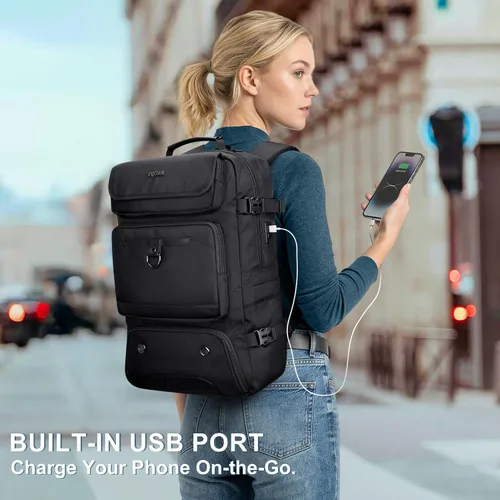 Vista 6 de PIJUSHI Mochila de viaje de mano para mujeres y hombres, bolsa de lona convertible, mochila de equipaje grande, para laptop de 16 pulgadas