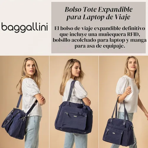 Vista 3 de Baggallini Overnight Expandable Laptop Tote with RFID Phone Wristlet