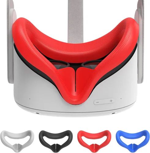 Vista 4 de LEABBY 4Pcs VR Silicone Face Cover Compatible with Oculus Quest 2Light-Thin VR Face PadsWaterproof Anti-Dirty Replacement Facial Cushion VR Pads