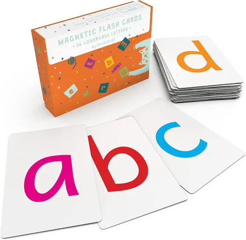 Vista 6 de Attractivia Tarjetas Magnéticas de Letras Grandes del Alfabeto ABC - 52 Letras Resistentes Grandes en Mayúscula y Minúscula, Negro - para Maestros