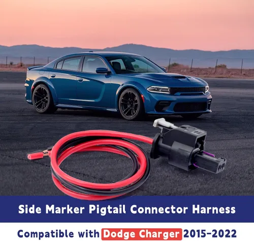 Vista 2 de Arnés de conector de cola de marcador lateral compatible con Dodge Charger 2015, 2016, 2017, 2018, 2019, 2020, 2021, 2022, cable de conexión de luz
