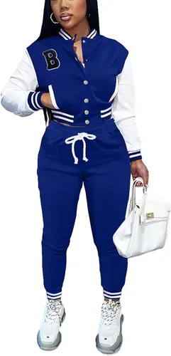 Vista 8 de Fooullaide - Chaqueta varsity para mujer con sudadera, conjunto de 2 piezas, sudadera con capucha, chaqueta de botones estilo letterman, conjunto