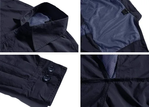 Vista 5 de TACVASEN Camisa de manga larga convertible transpirable de secado rápido con protección UV para hombre