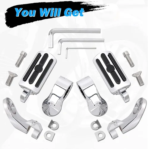 Vista 10 de Estriberas de Carretera para Motocicleta de 1.25", Estriberas Ajustables en Ángulo de Repuesto para Harley Davidson Touring, Road Glide, Street