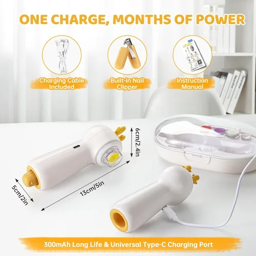 Vista 10 de Lima de uñas eléctrica para bebés con luz LED, USB - Recargable