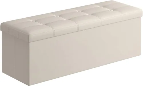 Vista 17 de Songmics Funda de piel sintética plegable – Banco de almacenamiento otomano reposapiés