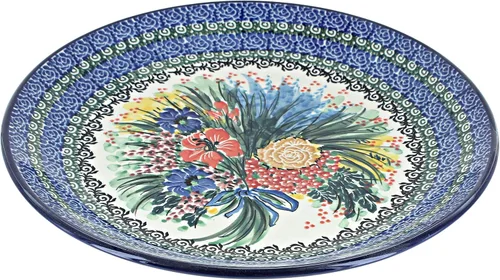 Vista 6 de Cerámica pulida de rosa azul – Plato de cena Athena marrón – 10.5 pulgadas de diámetro – Ideal para comidas diarias, comidas informales o como