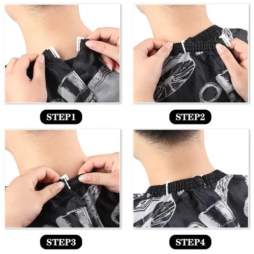 Vista 4 de FEBSNOW - Capa de barbero con ventana transparente y cepillo para el cuello Professional Large Hair Cutting Cape, Water Repellent Fabric, 55 x 66