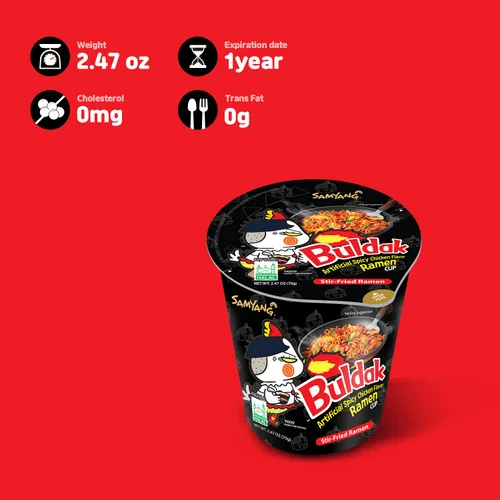Vista 3 de Samyang Buldak - Fideos salteados de pollo picante (paquete de 6)
