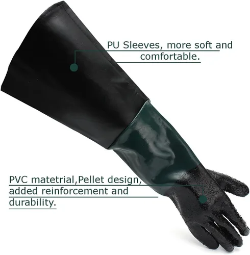 Vista 3 de Guantes de goma para gabinete de chorro de arena de 23.6 pulgadas, guantes de chorro de arena para gabinete abrasivo de chorro de arena