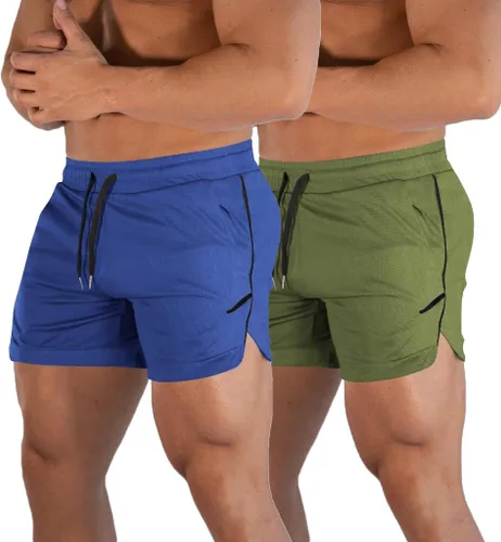 Vista 12 de FLYFIREFLY Pantalones cortos de entrenamiento de gimnasio para hombre, ligeros, atléticos, pantalones cortos para entrenamiento de culturismo