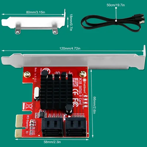 Vista 8 de Tarjeta de expansión PCIE 3.0 a 4 puertos 6Gbps SATA III para PC de escritorio, Plug and Play en Windows OS, MAC OS, Linux, ASMedia ASM1064