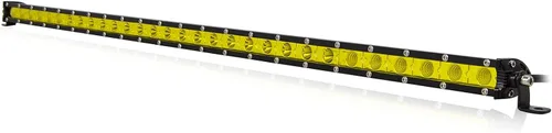 Vista 12 de SKYWORLD Barra de luz LED, 7 pulgadas, 30 W, delgada, de una sola fila, impermeable, para inundación, todoterreno, luces amarillas, antiniebla