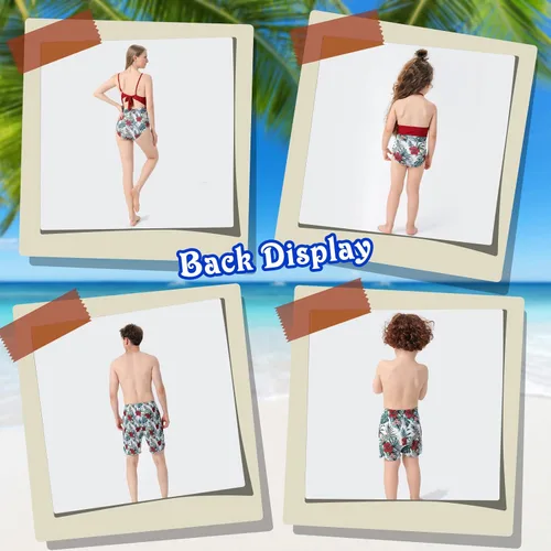 Vista 5 de Trajes de baño familiares a juego para mamá y mí traje de baño de una pieza traje de baño para parejas estampado floral ropa de playa
