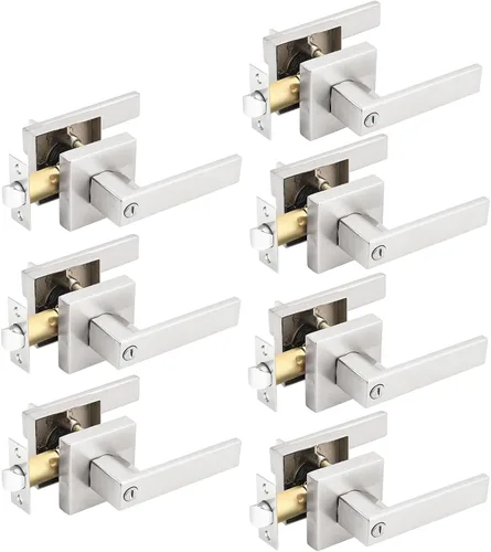Vista 23 de Gobrico 1 paquete de manijas cuadradas de privacidad para puerta en acabado negro mate, manijas interiores sin llave, reversibles para puertas