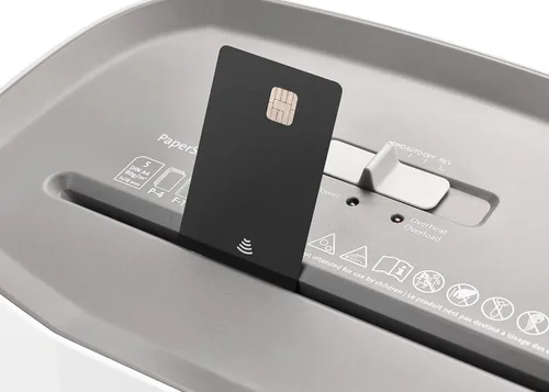 Vista 3 de Dahle PaperSAFE PS 100 - Trituradora de papel, sin aceite, protección contra atascos, nivel de seguridad P-4, 5 hojas máximas, grapas