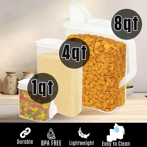 Vista 3 de Buddeez Cereal Buddy - Dispensador de almacenamiento de alimentos, varios tamaños, recipientes de plástico sin BPA con mango EZ Grip, cuchara