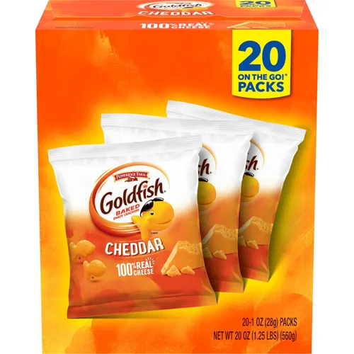 Vista 18 de Goldfish Crackers Say Cheeeese - Paquete variado con queso cheddar, pizza y parmesano, paquetes de aperitivos, 20 unidades (paquete de 2)