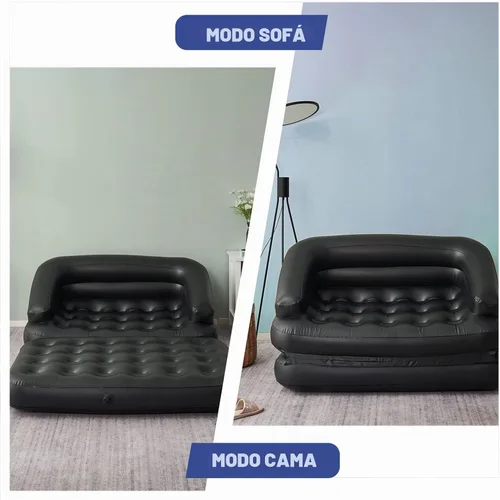 Vista 9 de Sofá cama inflable, sofá inflable para camping, impermeable, negro