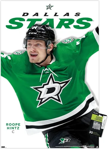 Vista 7 de Trends International NHL Dallas Stars Roope Hintz Feature Series 23 - Póster de pared, 14.72 x 22.37 pulgadas, paquete de póster premium y pasador