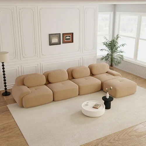 Vista 42 de Sofás modulares sin hueso de 152.8 pulgadas para sala de estar, sofá modular con diván en forma de L, cómodo asiento profundo tapizado de tela