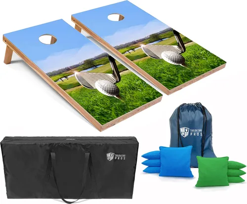 Vista 18 de Tailgating Pros Cornhole Board Set w/Bean Bags and Carrying Case - 4'x2' Corn Hole Toss - Tournament and Lightweight Options - Optional LED Lights