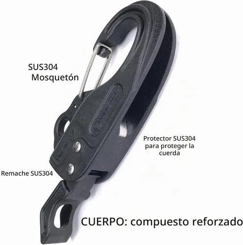 Vista 8 de Tensor de cuerda, ajustador Guyline para tiendas de campaña y lonas, control de una mano, mecanismo de leva de amarre para camping, senderismo
