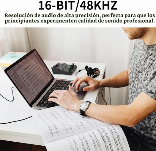 Vista 2 de XTUGA Interfaz de audio USB para PC, interfaz para grabación de música, interfaz de audio XLR con conector de micrófono de 11.6 ft, tarjeta