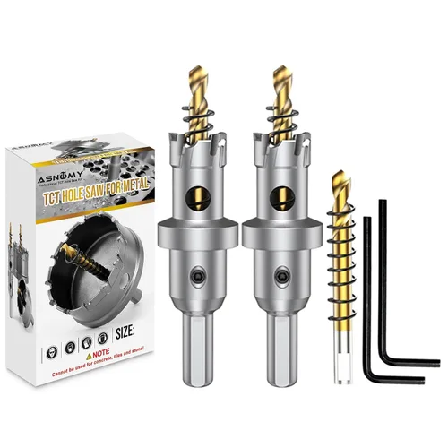 Vista 32 de ASNOMY Broca de sierra perforadora con punta de carburo de tungsteno para metal duro, cortador de sierra de agujero T.C.T de 1/2 pulgada con 2