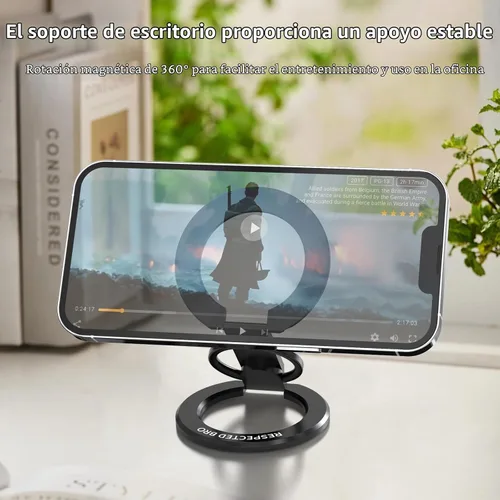 Vista 7 de RESPECTED BRO - Soporte magnético para teléfono con anillos duales, compatible con iPhone 17/16/15/14/13/12, soporte multifuncional para escritorio