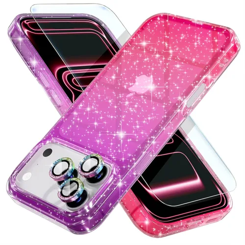 Vista 10 de Choiche, funda para iPhone 14 de mujer, brillante, protección de grado militar, 2 cubiertas de lentes de cámara Diamond, 2 protectores de vidrio