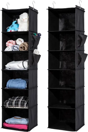 Vista 9 de 2 Packs Hanging Closet Organizer, 4-Shelf Closet Organizers and Storage with Side Pockets, Collapsible Hanging Shelves for Closet & RV & College