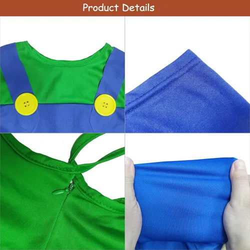 Vista 3 de VISVIC Super Costume Brothers - Disfraz de cosplay con sombrero de bigote para hombres, mujeres, adultos, niños y adolescentes