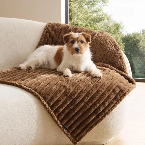 Vista 19 de Bedsure ComfyFleece® - Mantas impermeables para perros pequeños Crema