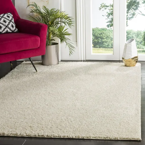Vista 7 de SAFAVIEH Arizona Shag Collection ASG820A - Alfombra de pasillo, 2 pies 3 pulgadas x 6 pies, color crema, diseño sólido, no desprende pelusa y fácil